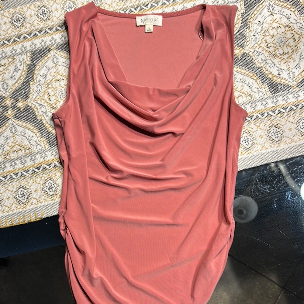 Meraki Pink Draped Sleeveless Tank Top